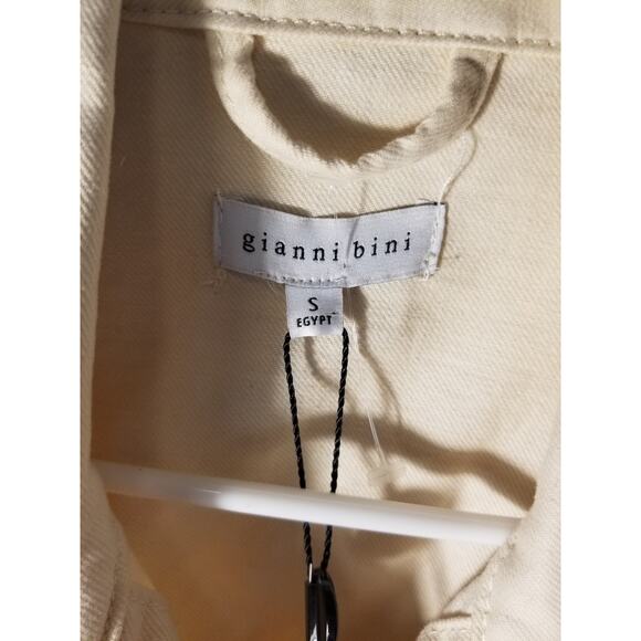 NWT Women's gianni bini Jean Jacket, Small, Cream Ivory, Trucker 100% Cotton - Picture 5 of 7